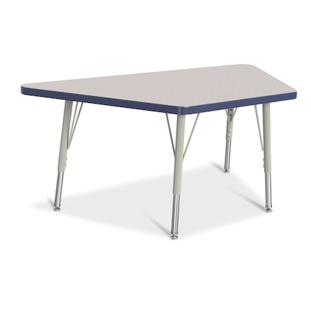 Jonti-Craft Berries Trapezoid Activity Tables, 24 in. x 48 in., E-height, Freckled Gray/Navy/Gray 6438JCE112